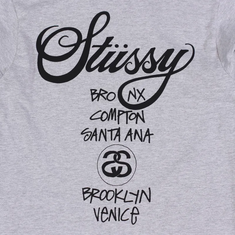 Stussy World Tour Long Sleeve T-Shirt Grey-3
