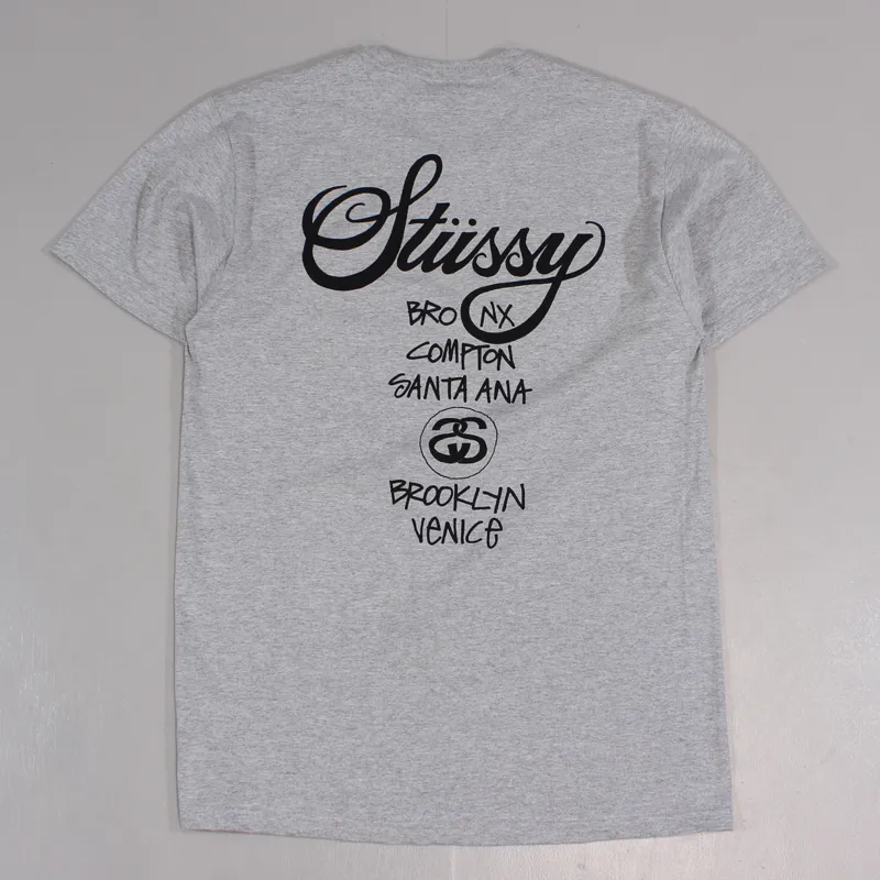 Stussy World Tour T-Shirt Grey-2
