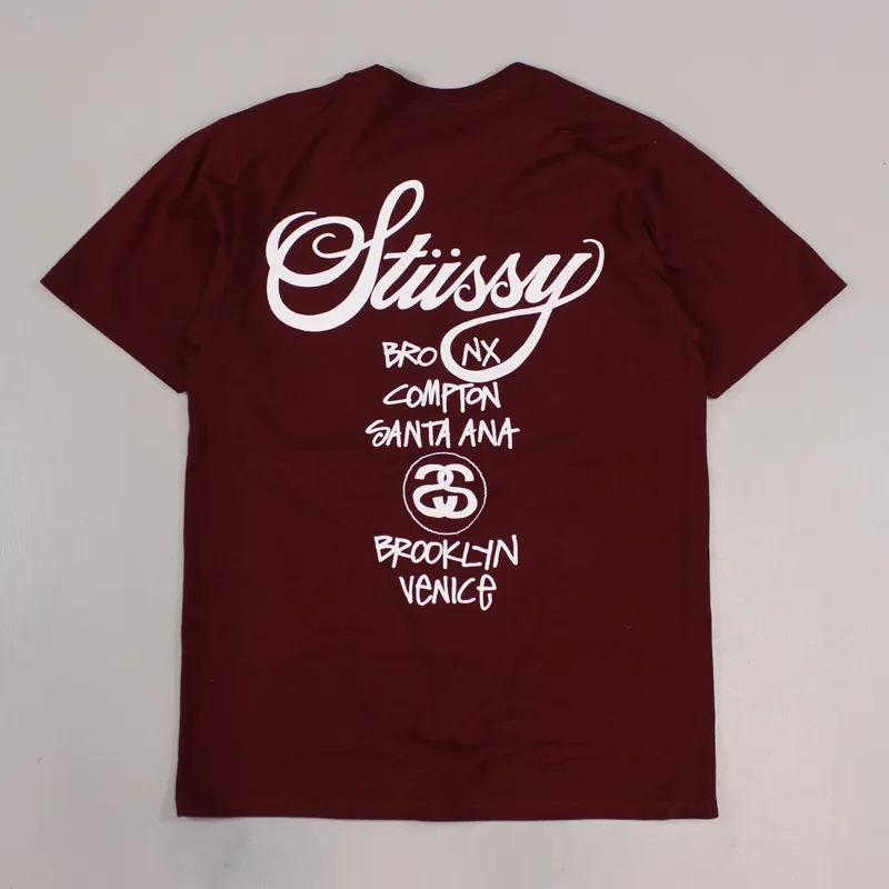 Stussy World Tour T-Shirt Wine-1