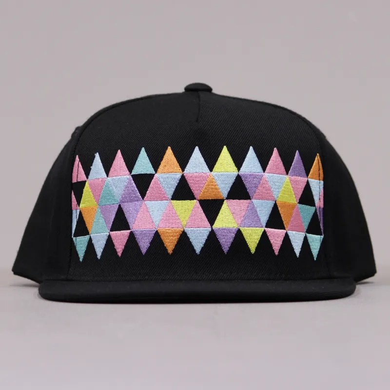 King Woven Rainbow Pinch Panel Snapback Cap - Black-1