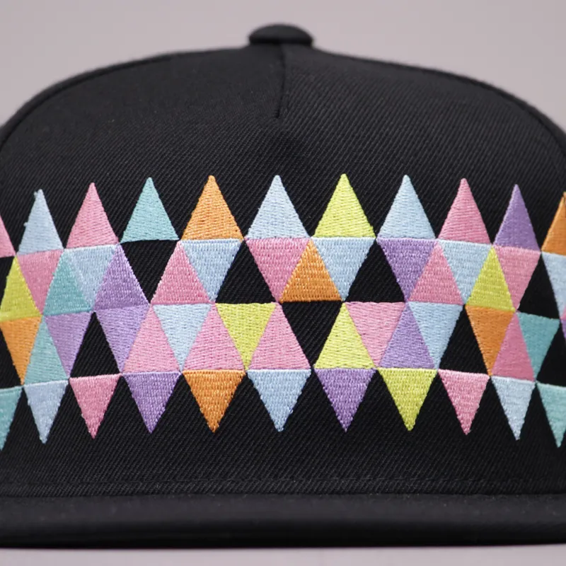 King Woven Rainbow Pinch Panel Snapback Cap - Black-2
