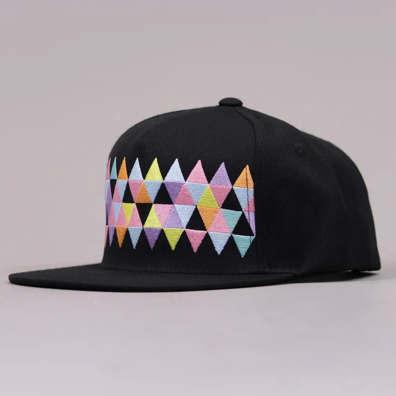 King Woven Rainbow Pinch Panel Snapback Cap - Black