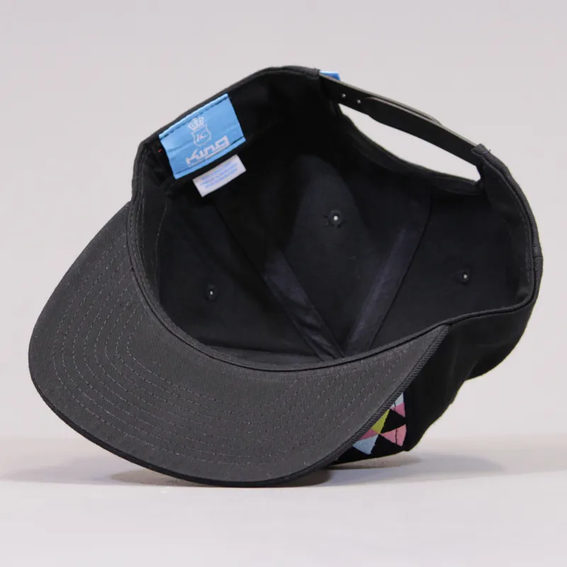 King Woven Rainbow Pinch Panel Snapback Cap - Black-5