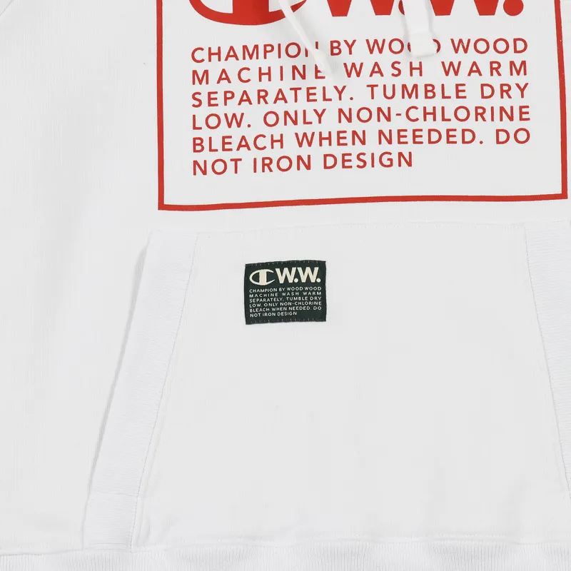Champion x Wood Wood Box Logo Hoodie White-2