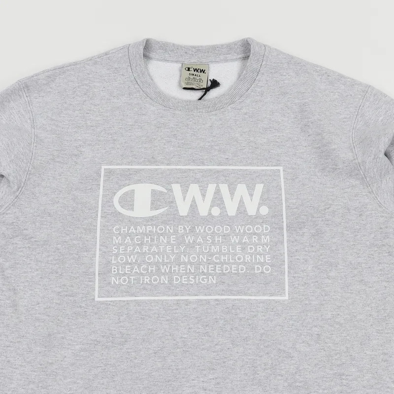 Champion x Wood Wood Box Logo Sweat Grey-1