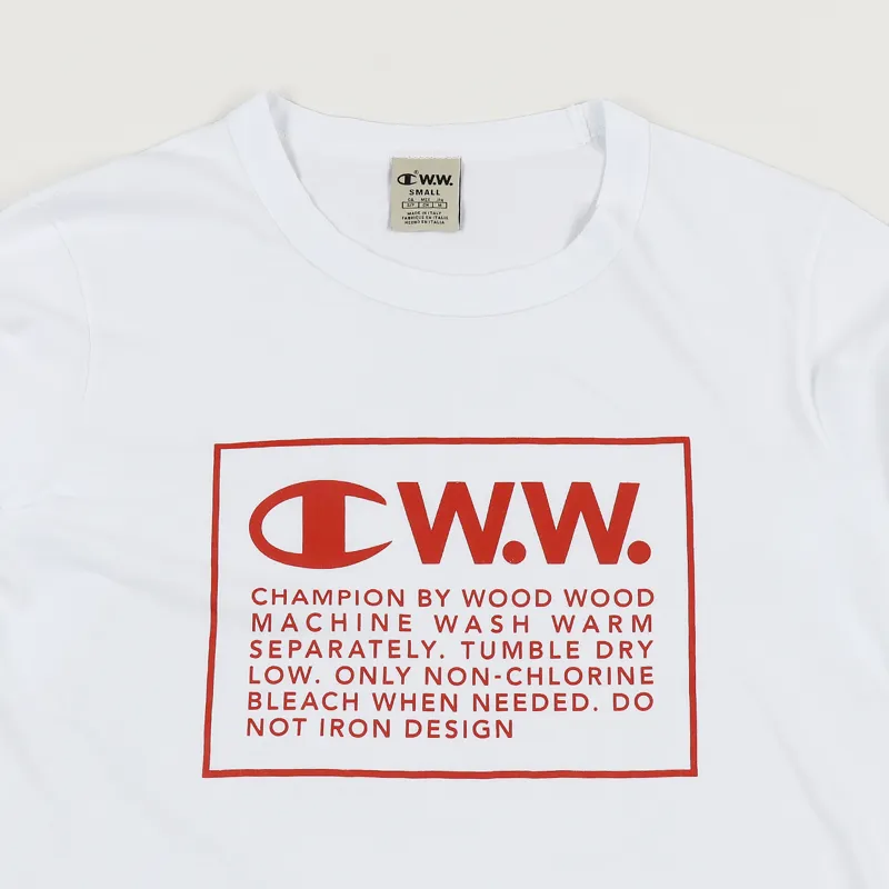 Champion x Wood Wood Box Logo T Shirt White-1