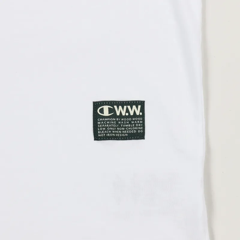 Champion x Wood Wood Box Logo T Shirt White-3