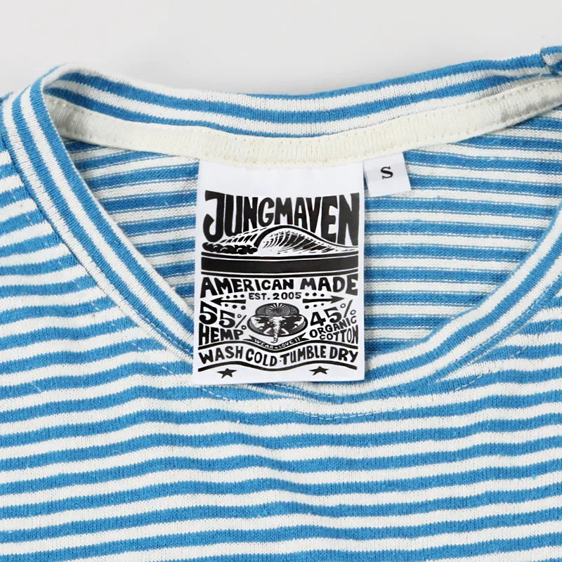 Jungmaven Yarn Dyed Pocket T Shirt Aegean Sea Blue-3