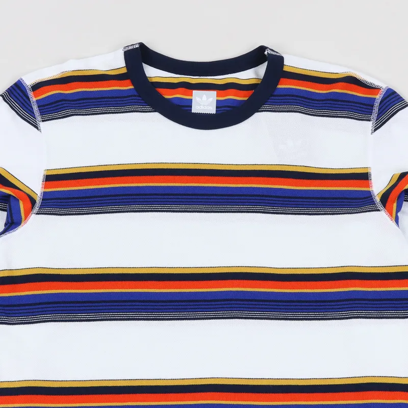 Adidas Skateboarding Yarn Dye Long Sleeve T Shirt White Yellow Navy-1