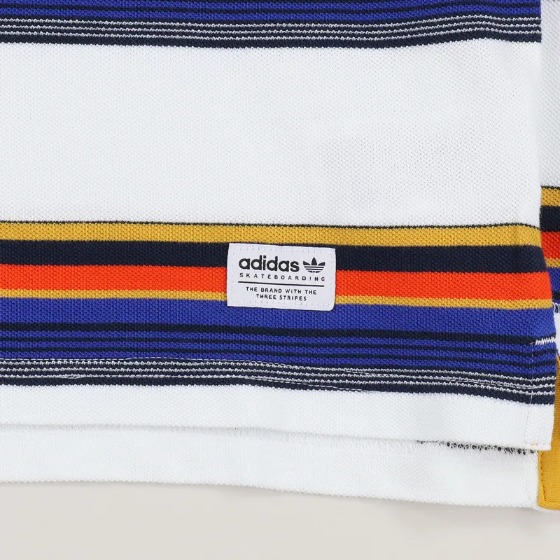 Adidas Skateboarding Yarn Dye Long Sleeve T Shirt White Yellow Navy-2