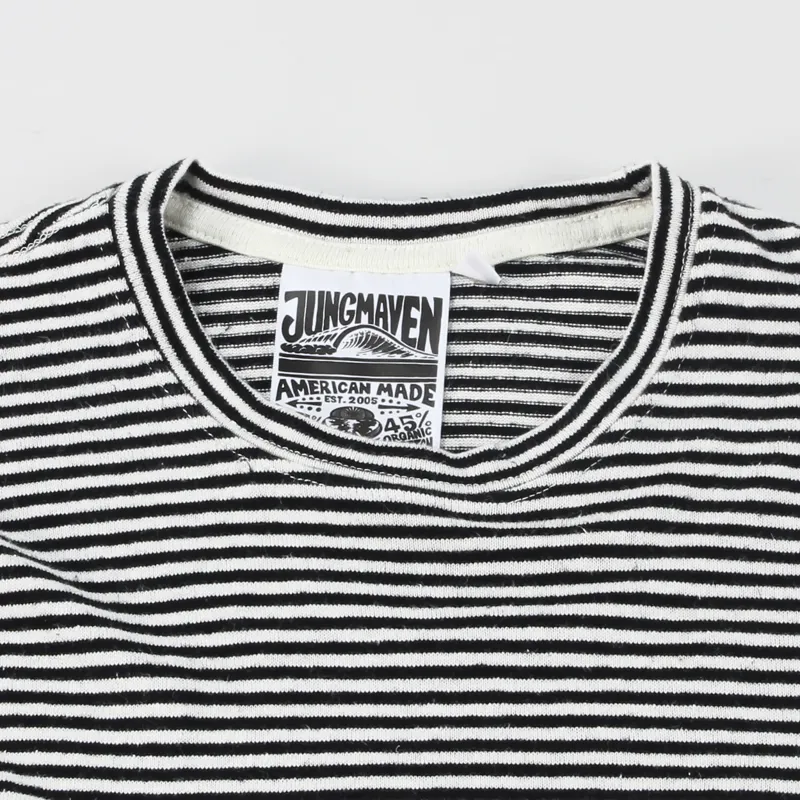 Jungmaven Yarn Dyed Short Sleeved T Shirt Black Stripe-1