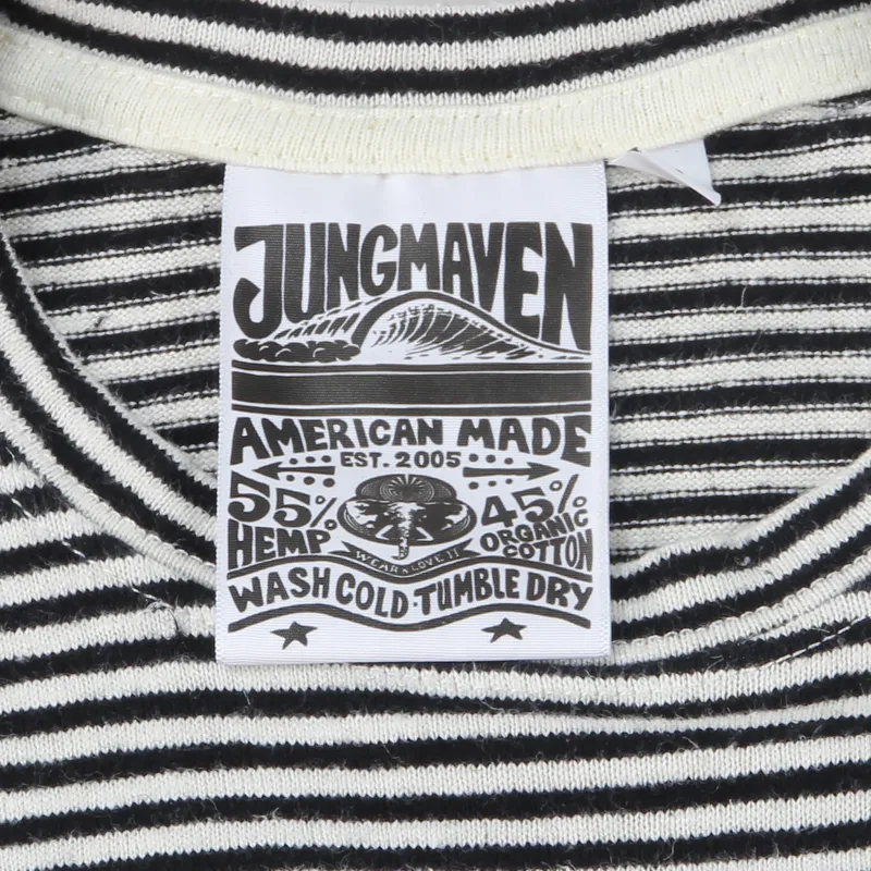 Jungmaven Yarn Dyed Short Sleeved T Shirt Black Stripe-2