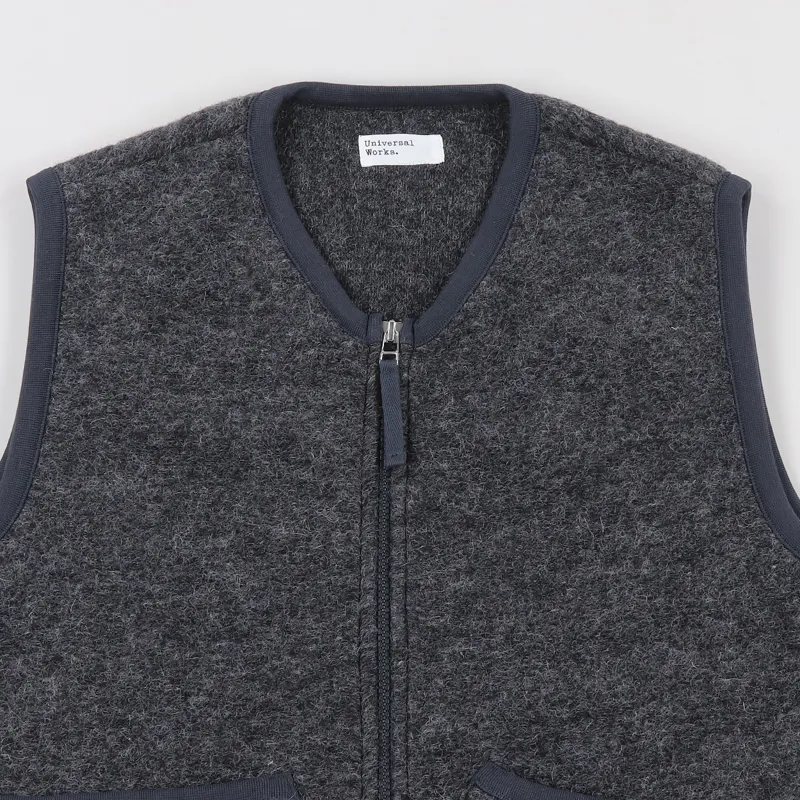 Universal Works Zip Fleece Gilet Charcoal-1