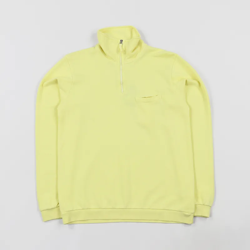 Universal Works Zip Neck Diagonal Loopback Sweatshirt Lemon