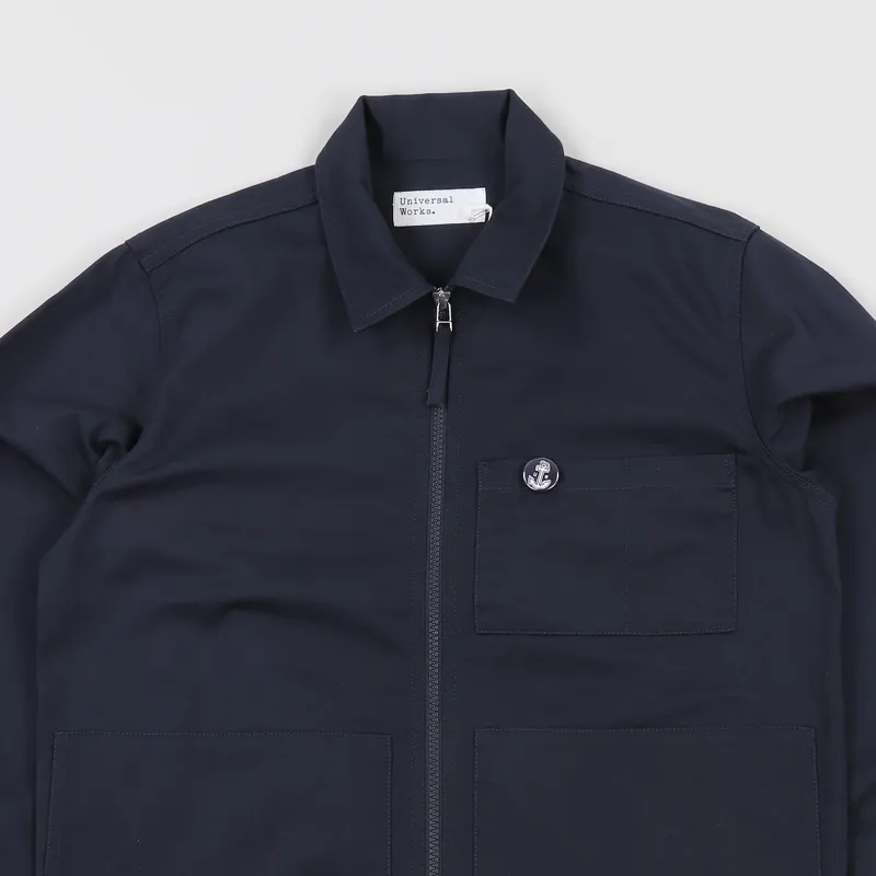 Universal Works Zip Uniform Shirt Navy-1
