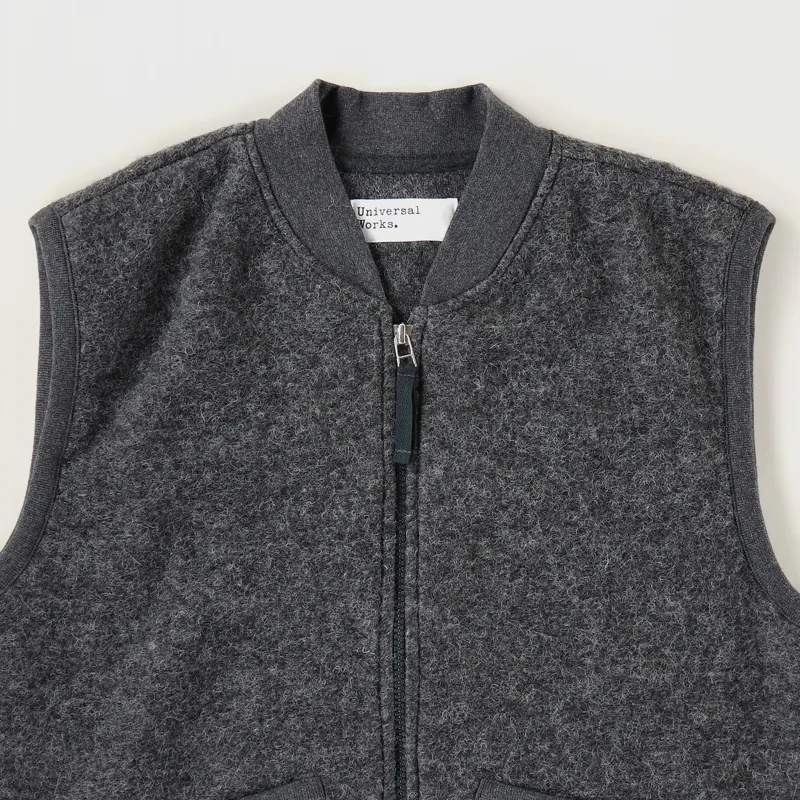 Universal Works Zip Waistcoat Charcoal-1