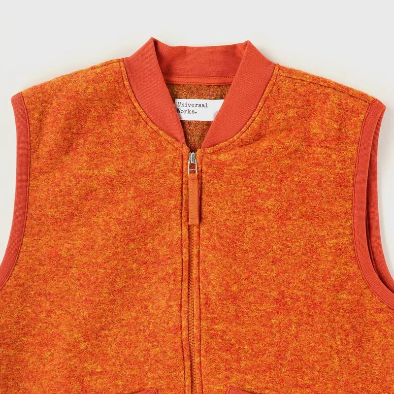 Universal Works Zip Waistcoat Orange-1