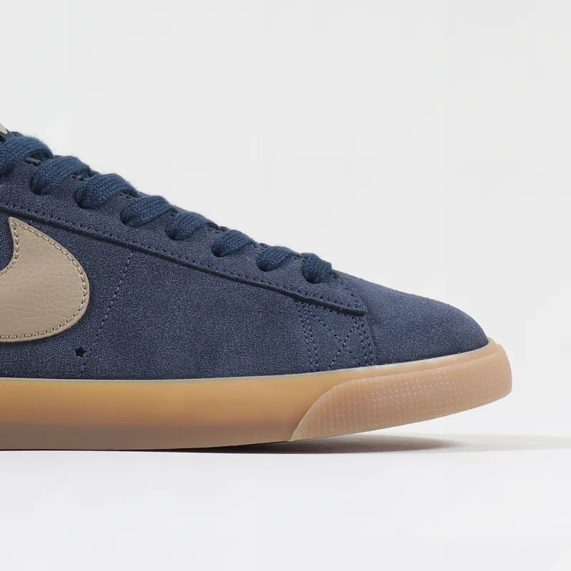 nike sb blazer low gt shoes midnight navy khaki