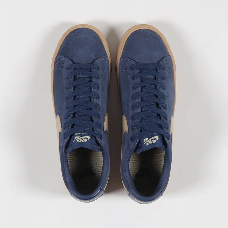 nike sb blazer low gt shoes midnight navy khaki