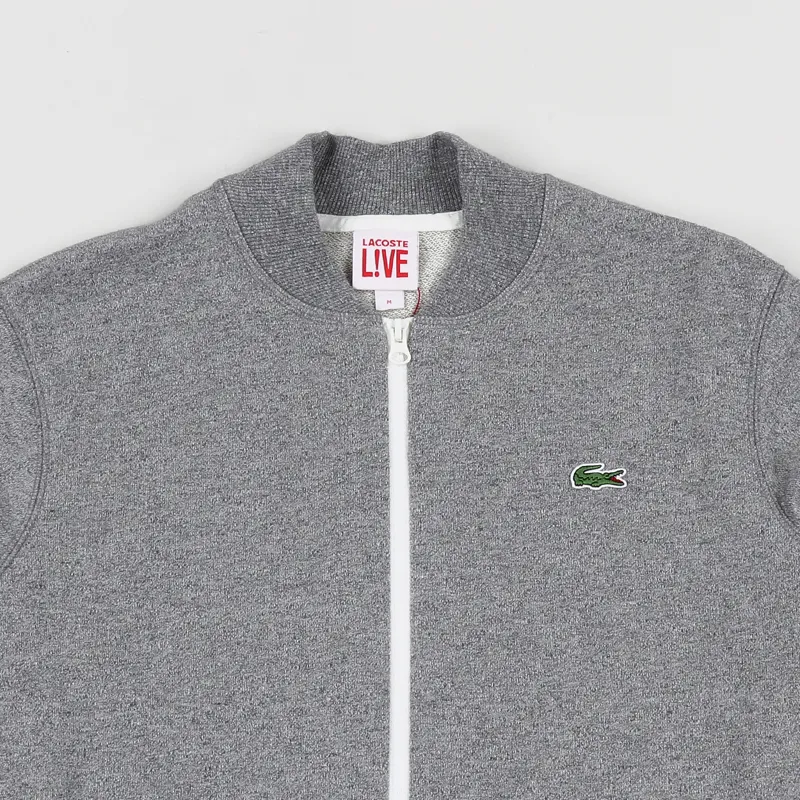 Lacoste LIVE Zip Bomber Neck Sweater Grey-1