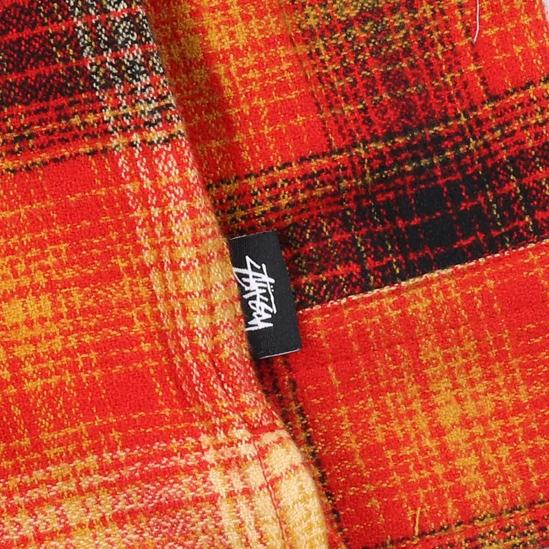 Stussy Zip Up Crepe Plaid Shirt Red-2