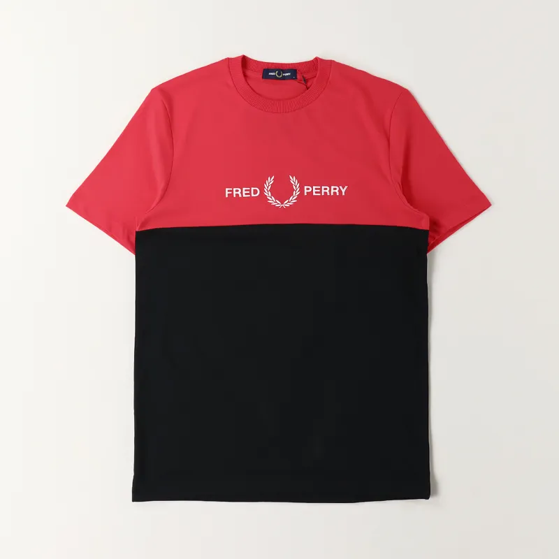 Fred Perry Block Graphic T Shirt Hibiscus Pink