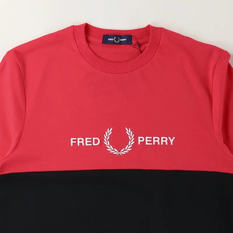 Fred Perry Block Graphic T Shirt Hibiscus Pink-1