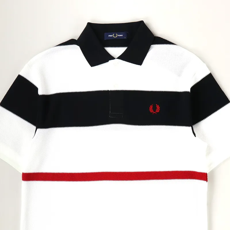 Fred Perry Bold Stripe Polo Shirt Snow White-1