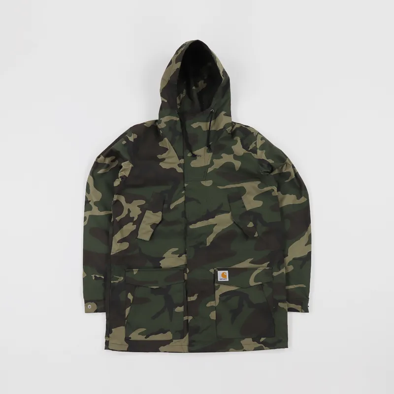 Carhartt WIP Mens Canvas Battle Parka Jacket Camo Laurel Green