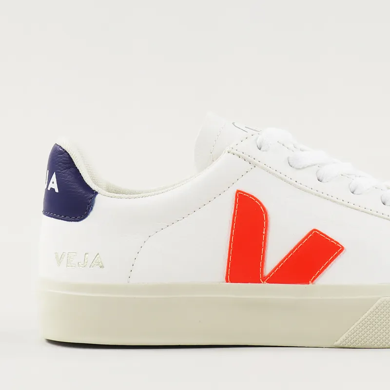 Veja Womens Campo Easy Shoes Extra White Orange Fluo Cobalt