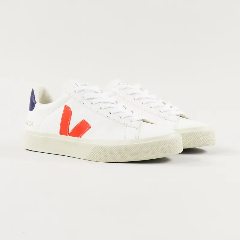 Veja Womens Campo Easy Shoes Extra White Orange Fluo Cobalt
