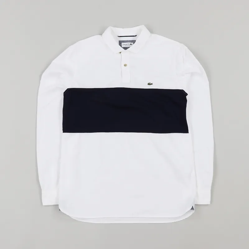 Lacoste Contrast Band Bi-Material Shirt White Navy Blue