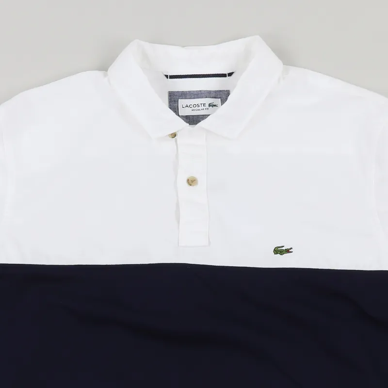 Lacoste Contrast Band Bi-Material Shirt White Navy Blue-1