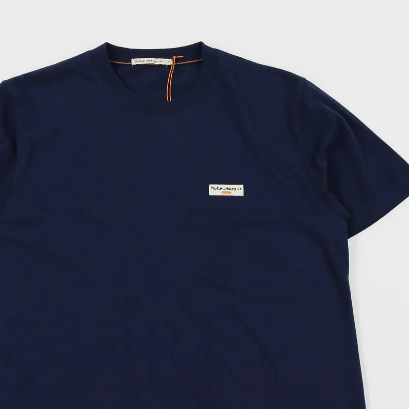 Nudie Jeans Daniel Logo T Shirt Midnight-1