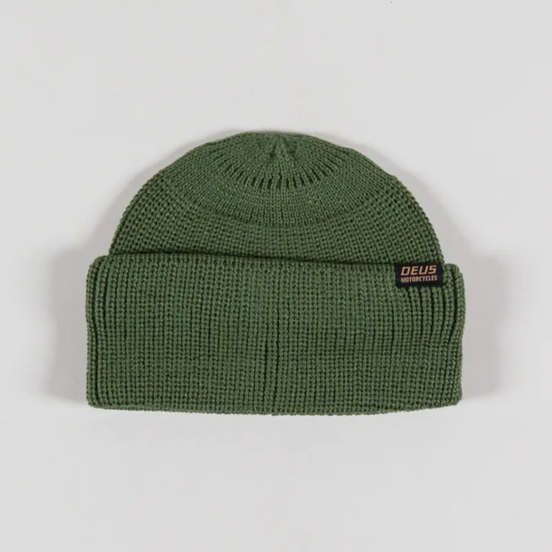 Deus Ex Machina Mens Knitted Deck Beanie Hat Green Pine