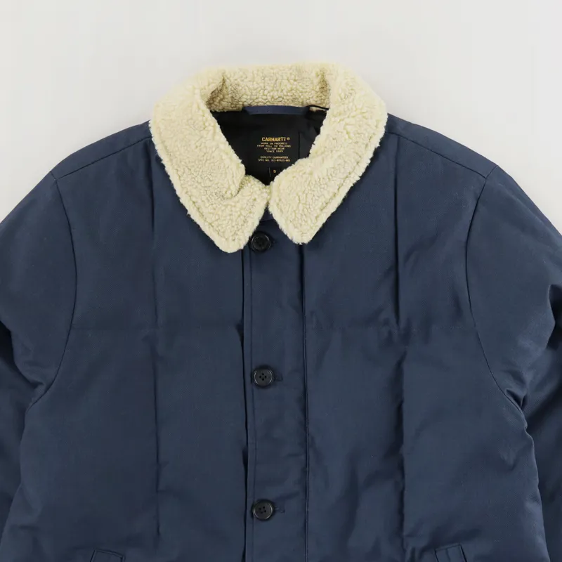 Carhartt WIP Mens Winter Pile Workwear Doncaster Jacket Coat Blue