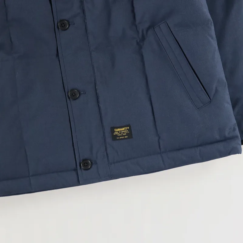 Carhartt WIP Mens Winter Pile Workwear Doncaster Jacket Coat Blue