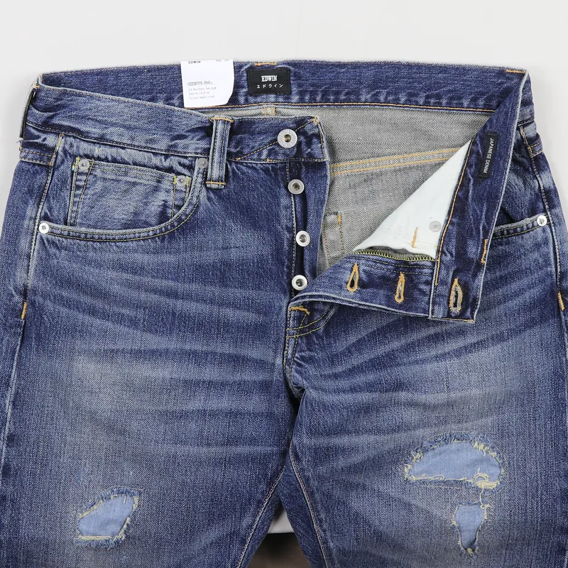 Edwin ED-55 Relaxed Tapered Jeans Blue Haruko Repair Wash-2