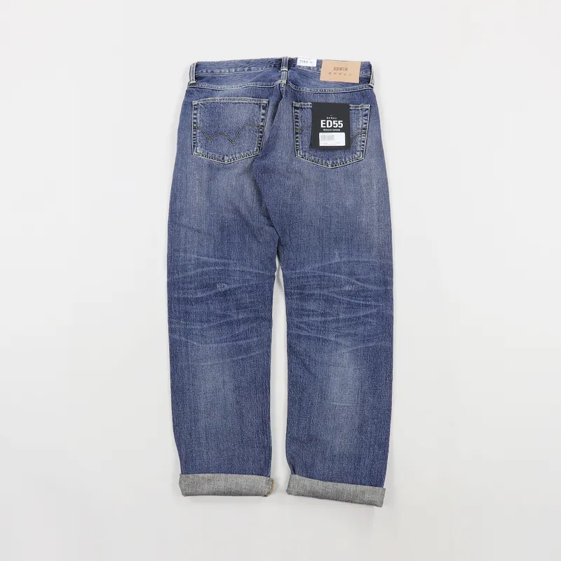 Edwin ED-55 Relaxed Tapered Jeans Blue Haruko Repair Wash