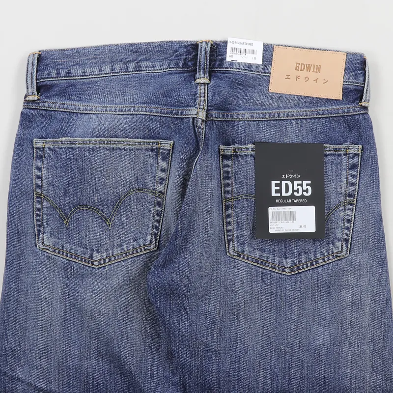 Edwin ED-55 Relaxed Tapered Jeans Blue Haruko Repair Wash-6
