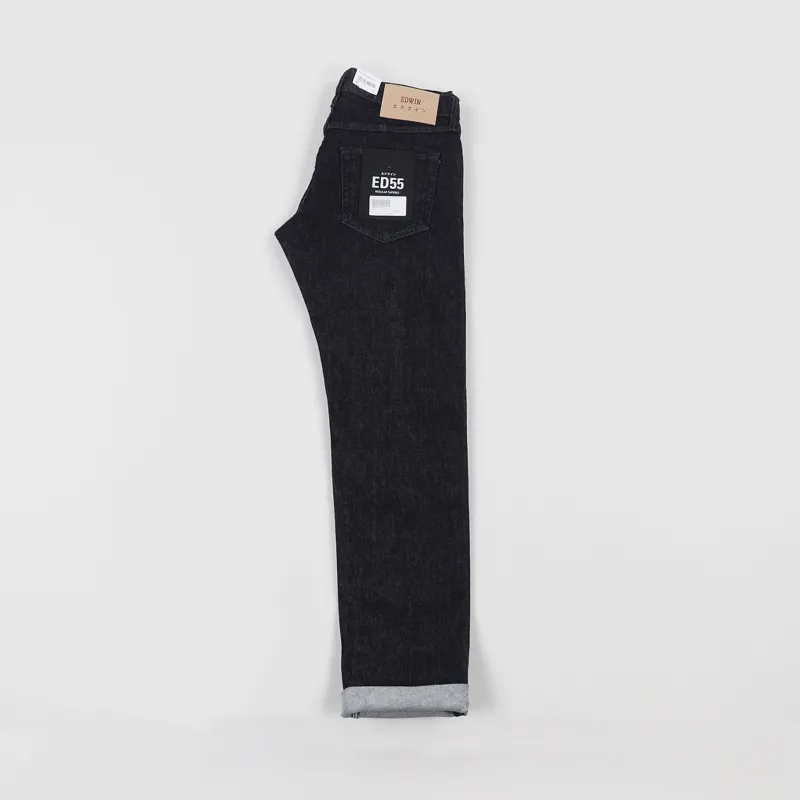 Edwin ED-55 Regular Tapered Jeans CS Red Listed Blue Denim Rinsed-3