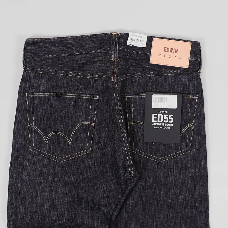 Edwin ED-55 Red Listed Selvedge Jeans Blue Unwashed-7