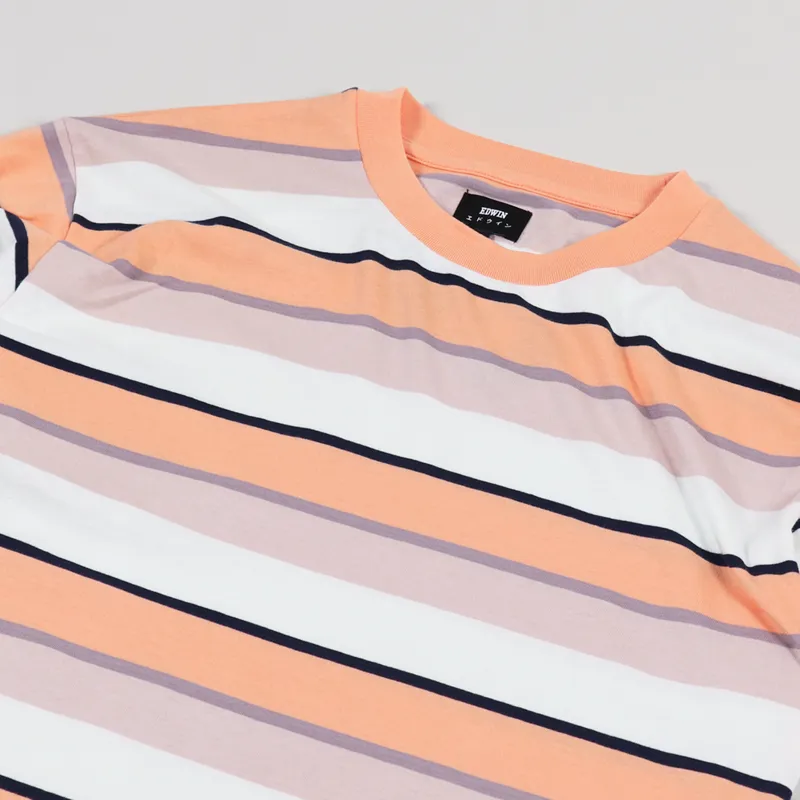 Edwin Quarter T Shirt Cantaloupe Stripe-1