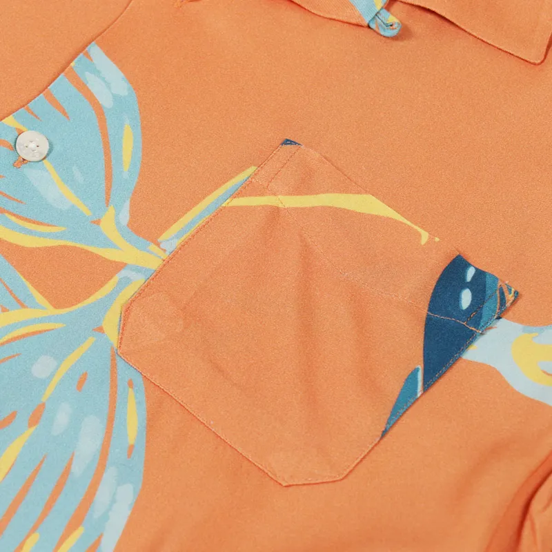 Edwin Resort Shirt Cantaloupe Birds Of Paradise-2