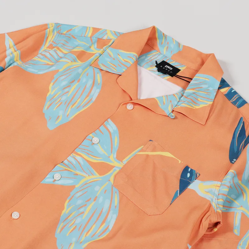 Edwin Resort Shirt Cantaloupe Birds Of Paradise-4