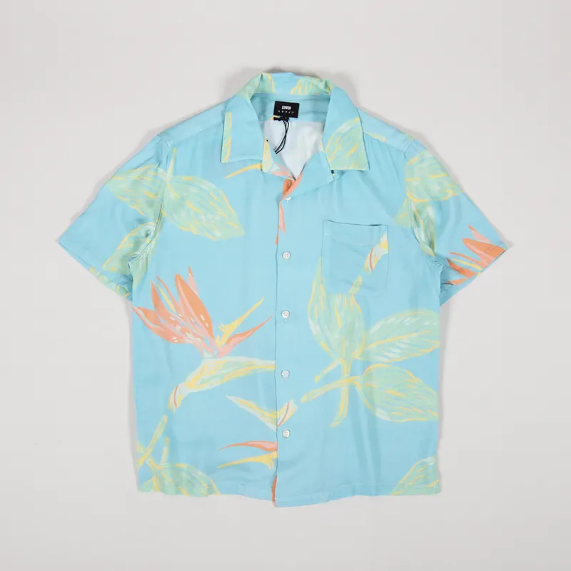 Edwin Resort Shirt Angel Blue Birds Of Paradise