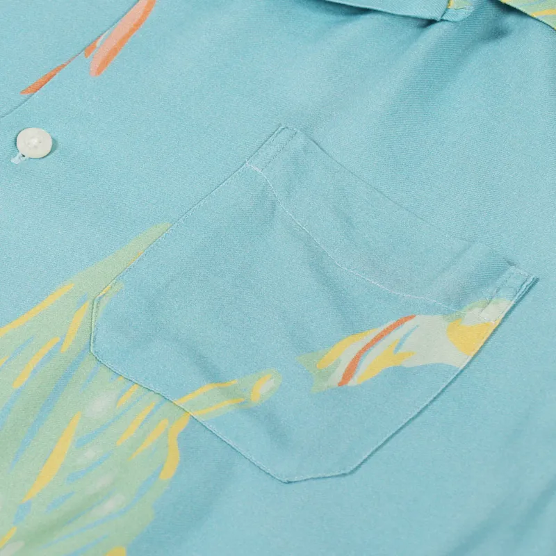 Edwin Resort Shirt Angel Blue Birds Of Paradise-3