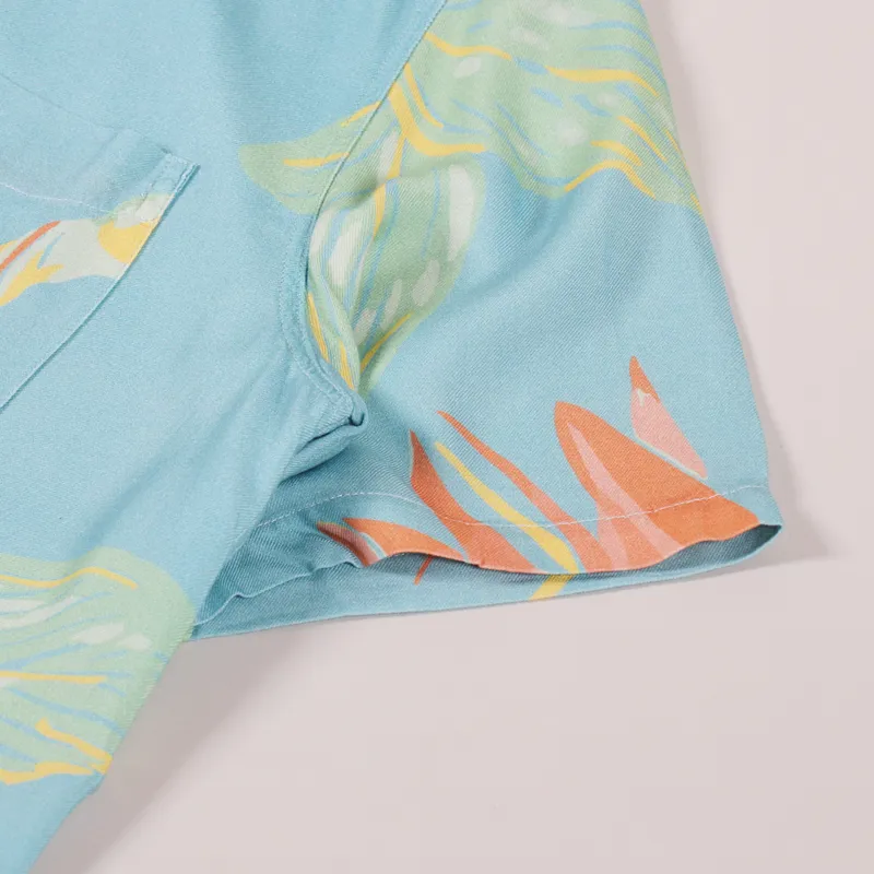 Edwin Resort Shirt Angel Blue Birds Of Paradise-2