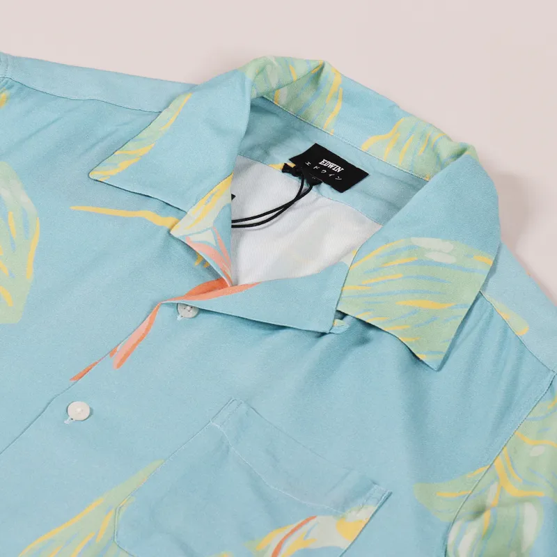 Edwin Resort Shirt Angel Blue Birds Of Paradise-1