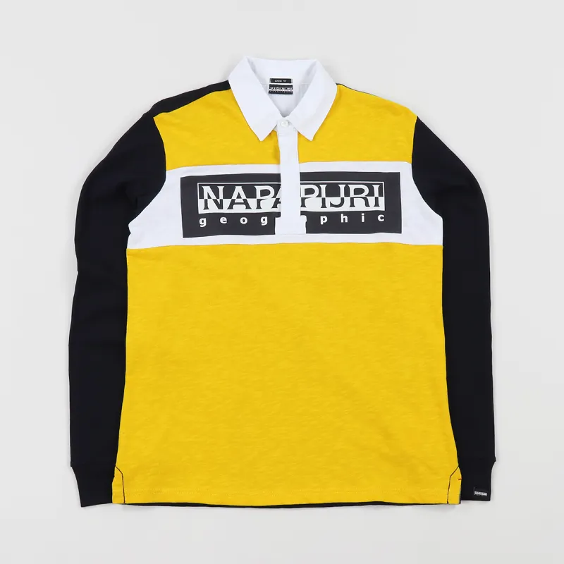 Napapijri Emei Long Sleeve Rugby Polo Shirt Multicolour Yellow